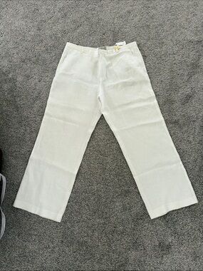 Portofolio Men's Cream Linen Straight-Leg Pants size 40